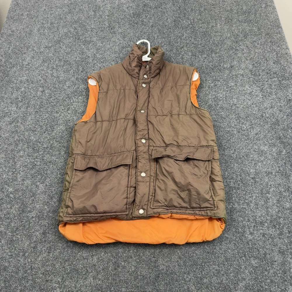 Vintage Sears Puffer Vest Mens M Brown Nylon Quilted Mock Neck Gorpcore Retro